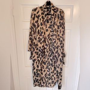 Missguided Leopard Coverup, Size 0, missing belt